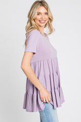 Lavender Tiered Short Sleeve Top