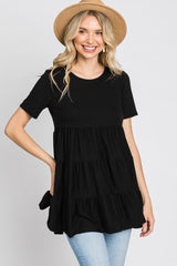 Black Tiered Short Sleeve Top