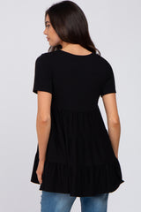 Black Tiered Maternity Short Sleeve Top