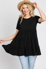 Black Tiered Short Sleeve Top