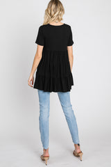 Black Tiered Short Sleeve Top