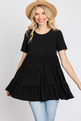 Black Tiered Short Sleeve Top