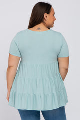 Mint Green Tiered Plus Short Sleeve Top