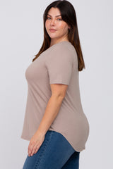 Taupe Tiered Plus Short Sleeve Top