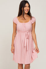 Light Pink Front Tie Dress