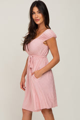 Light Pink Front Tie Dress