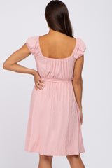 Light Pink Front Tie Maternity Dress