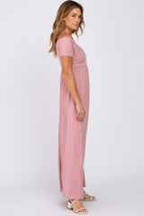 Mauve Off Shoulder Wrap Maxi Dress