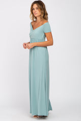 Mint Off Shoulder Wrap Maxi Dress