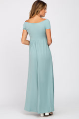 Mint Off Shoulder Wrap Maxi Dress