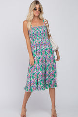 Jade Floral Smocked Ruffle Tiered Midi Dress