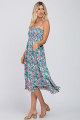 Jade Floral Smocked Ruffle Tiered Midi Dress