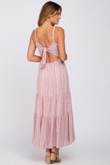 Pink Striped Tiered Maxi Dress