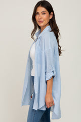 Light Blue Pinstriped Button Up Top