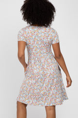 Light Blue Floral Basic Dress