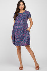 Navy Floral Basic Maternity Dress