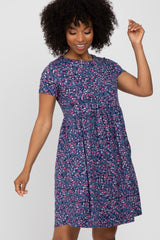 Navy Floral Basic Dress