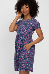 Navy Floral Basic Dress