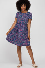 Navy Floral Basic Dress