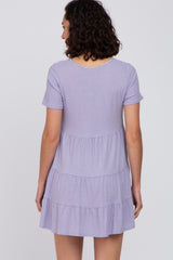 Lavender Button Down Tiered Mini Dress