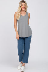 Heather Grey Curved Hem Tank Top