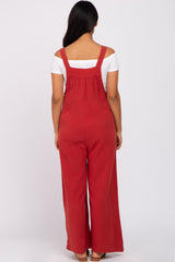 Rust Gauze Wide Leg Button Front Maternity Overalls