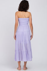 Lavender Strapless Smocked Tiered Maxi Dress