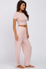 Light Pink Crop Top Lounge Set