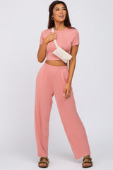 Mauve Crop Top Lounge Set