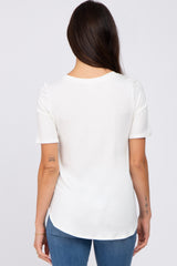 Ivory Pocket Front Curved Hem Top