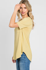 Yellow Pocket Front Curved Hem Top