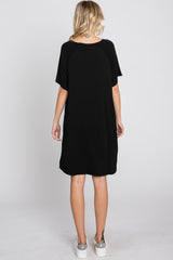 Black Front Pocket Raglan Dress