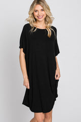 Black Front Pocket Raglan Dress