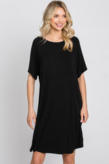 Black Front Pocket Raglan Dress