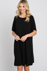 Black Front Pocket Raglan Dress