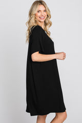 Black Front Pocket Raglan Dress