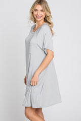 Light Grey Front Pocket Raglan Dress