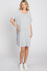 Light Grey Front Pocket Raglan Dress