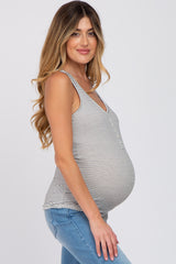 Ivory Striped Racerback Maternity Tank Top