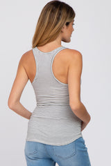 Ivory Striped Racerback Maternity Tank Top