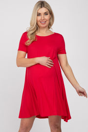 Red Basic Maternity Dress