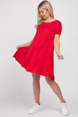 Red Basic Maternity Dress