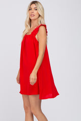 Red Sleeveless Ruffle Strap Dress