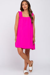 Fuchsia Sleeveless Ruffle Strap Maternity Dress