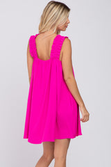 Fuchsia Sleeveless Ruffle Strap Dress