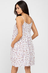 Lavender Floral Sleeveless Maternity Dress