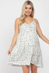 Green Floral Sleeveless Maternity Dress