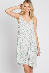 Green Floral Sleeveless Dress