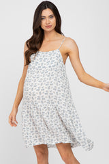 Cream Floral Sleeveless Maternity Mini Dress