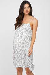 Cream Floral Sleeveless Maternity Mini Dress